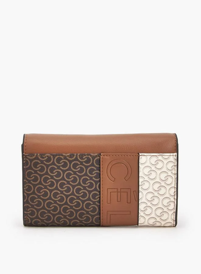 سيليست Monogram Print Wallet with Button Closure